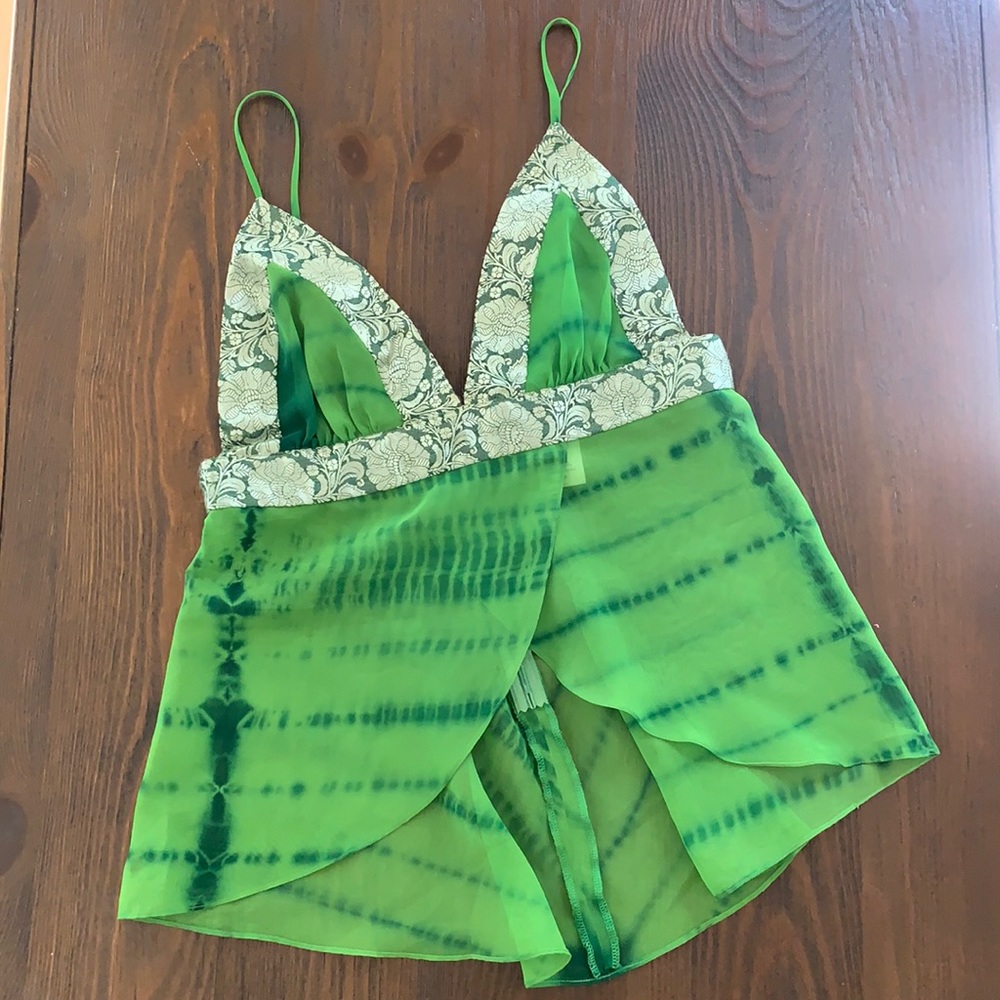 Marciano sheer asymmetric zip back top